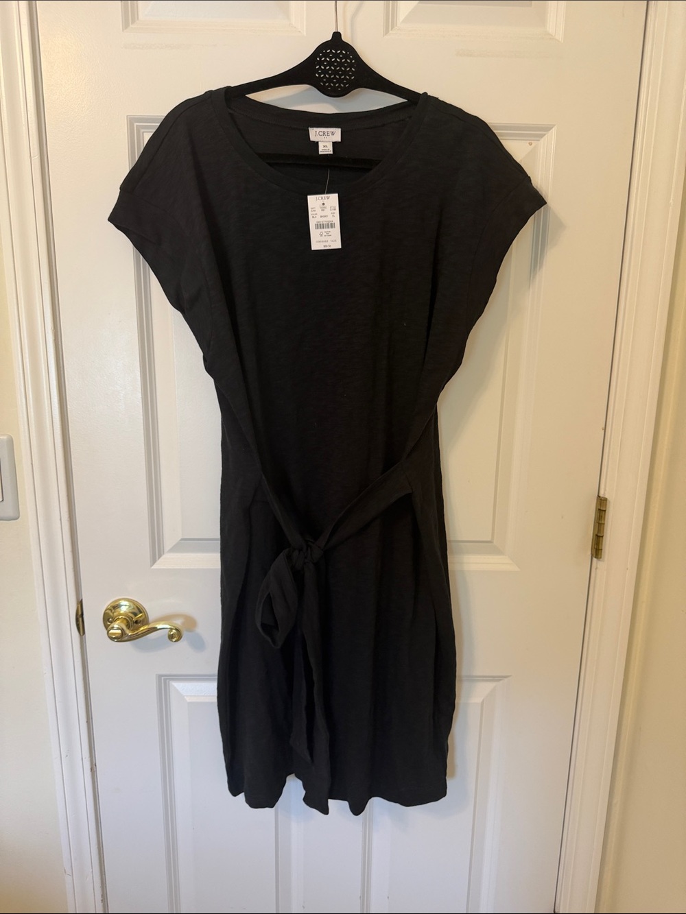 J. Crew Black Tie-Waist Mini Dress XL NWT